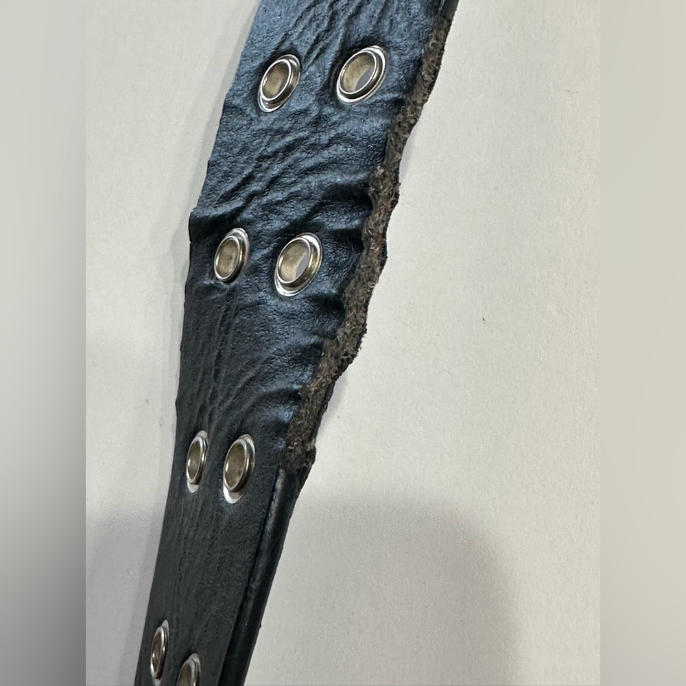 Brandy Melville Belt Black Faux Leather Double Holes One Size Silver Buckle - Picture 9 of 16